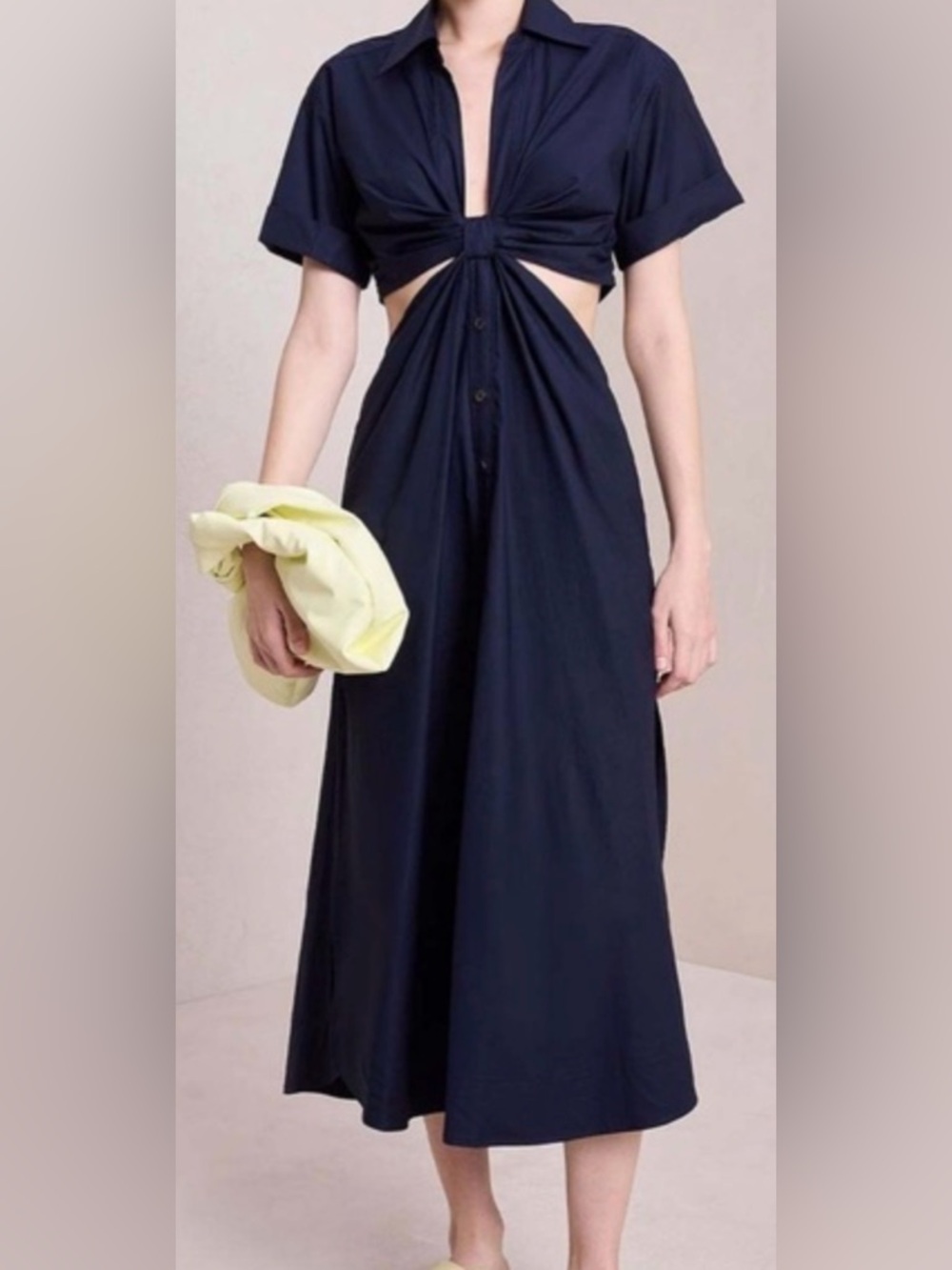 ALC Blue Midi Sundress with Notched Collar and Cuffed Sleeves size 10